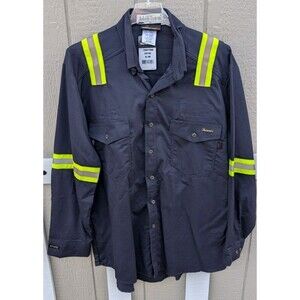 NWT Workrite FR High Visibility Reflective Long Sleeve Button Up Shirt XL Read!